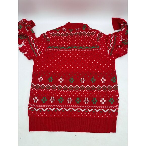 Tipsy Elves Mens XXL Red Reindeer Half Zip Sweater Ugly Christmas Knit - Picture 7 of 7